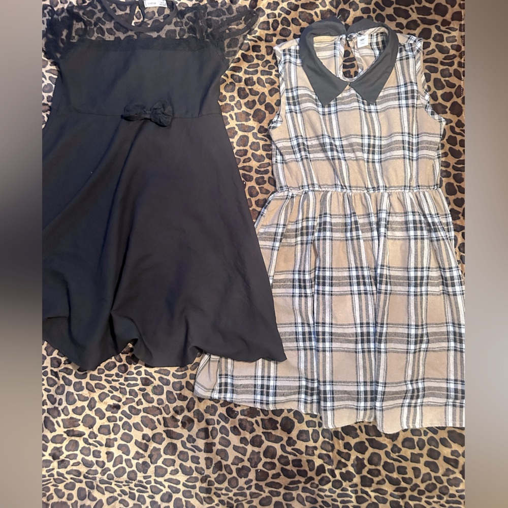 14Y Black and Plaid girls Dresses nwot